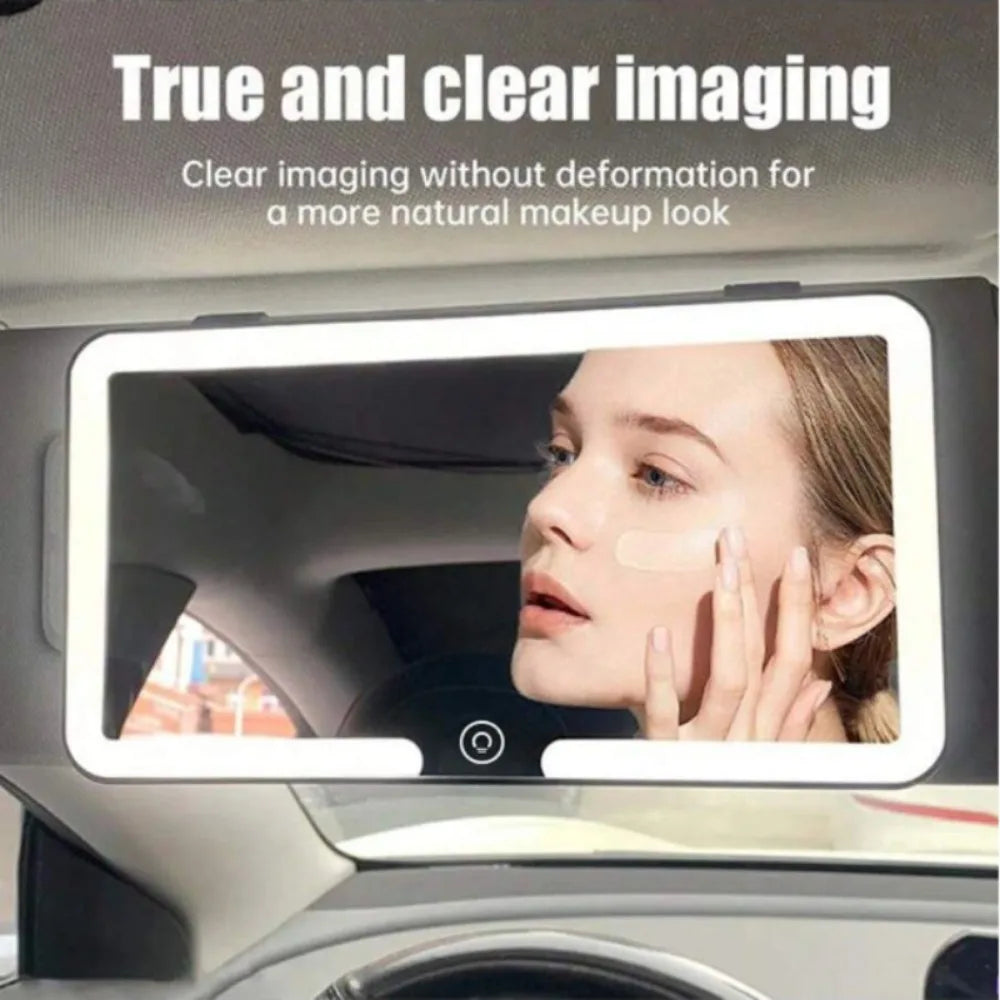 HD Mirror Car LEDMakeup Mirror Three Gear Adjustment Sun Visor Plate Interior RearMirror Dimmable Touchscreen Auto Vanity Mirror