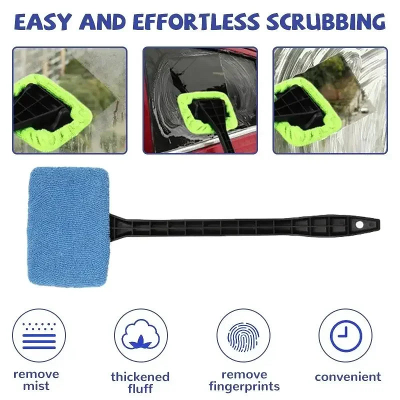 Car Window Cleaner Brush Kit, Windshield Cleaning Wash Tool Glass Wiper with Long Handle, Auto Skylight Towel, Car Accessories
