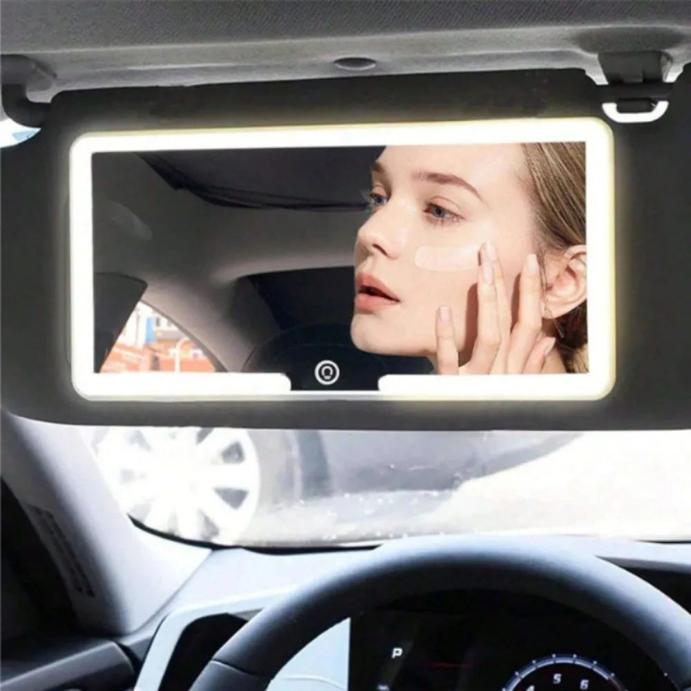 HD Mirror Car LEDMakeup Mirror Three Gear Adjustment Sun Visor Plate Interior RearMirror Dimmable Touchscreen Auto Vanity Mirror